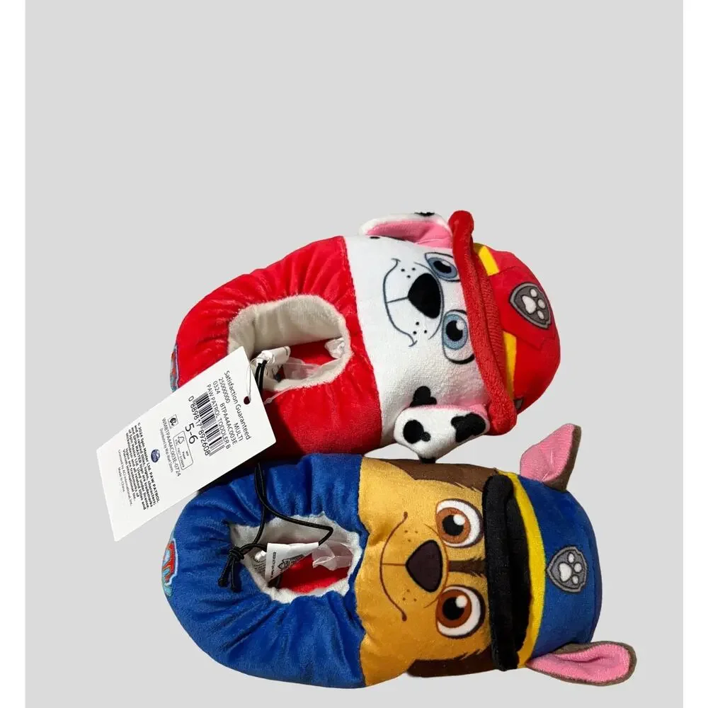 PAW Patrol Toddler Slippers Marshall & Chase Plush Non Slip Shoes Size 5–6 NWT